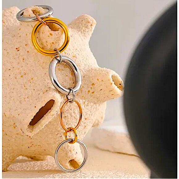 Stainless Steel Stackable Ring Set Connected Three Color Tri-Color Gold Plated - Picture 3 of 9